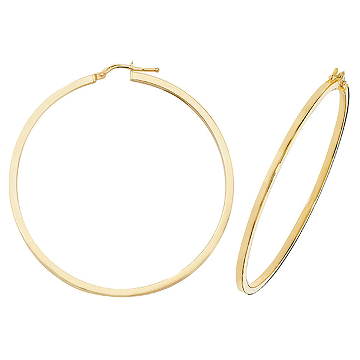 Clustdlysau Aur Melyn 9ct 50mm