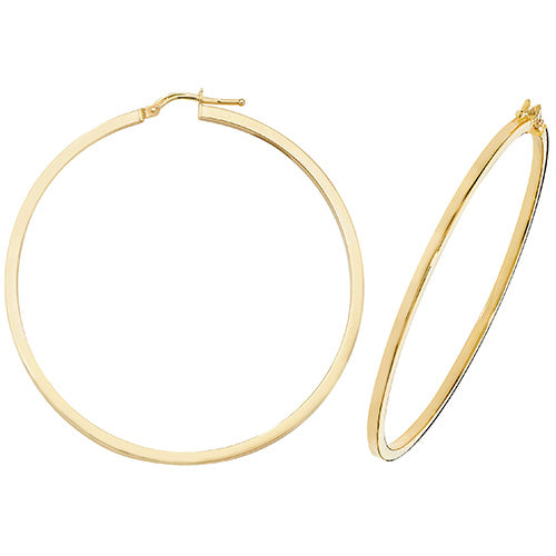 Clustdlysau Aur Melyn 9ct 50mm