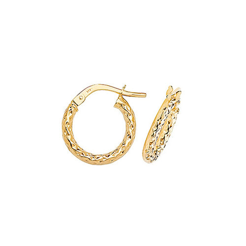 Clustdlysau Aur Melyn 9ct 10mm
