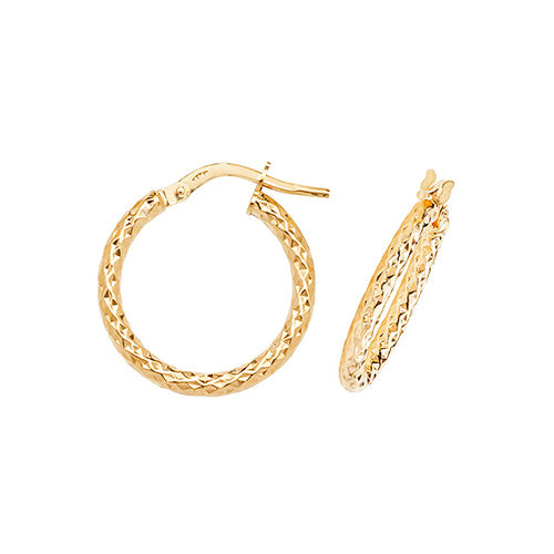 Clustdlysau Aur Melyn 9ct 15mm