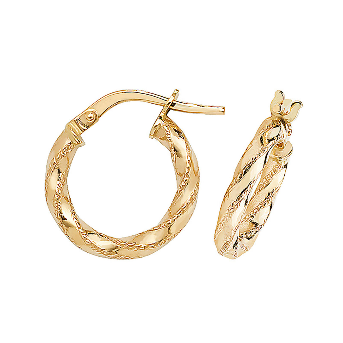 Clustdlysau Aur Melyn 9ct 10mm