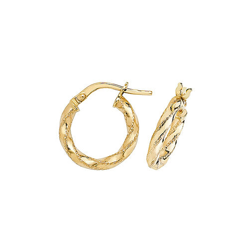 Clustdlysau Aur Melyn 9ct 10mm