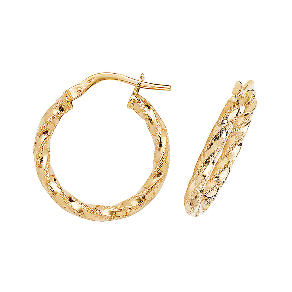 Clustdlysau Aur Melyn 9ct 15mm