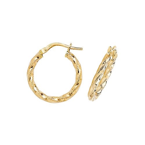 Clustdlysau Aur Melyn 9ct 15mm