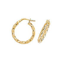 Clustdlysau Aur Melyn 9ct 15mm