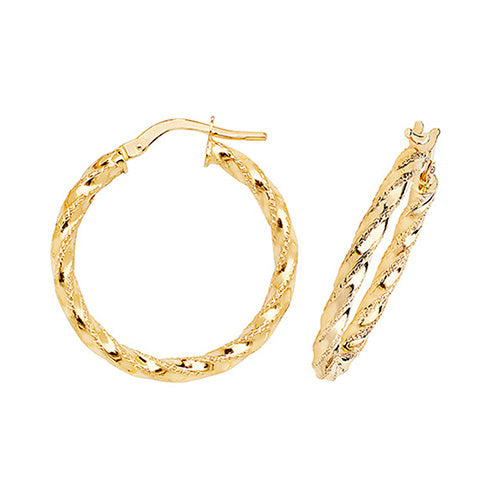 Clustdlysau Aur Melyn 9ct 20mm