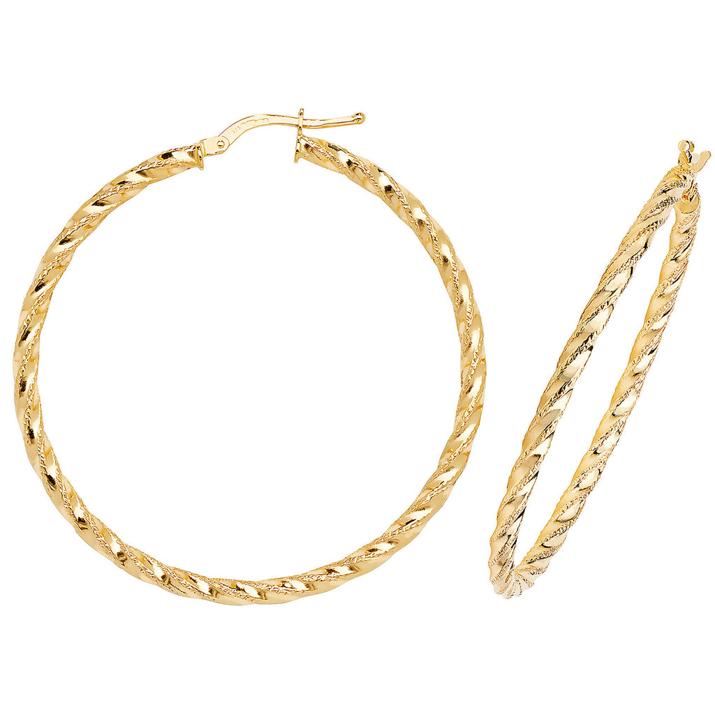 9ct Yellow Gold Earrings 40mm