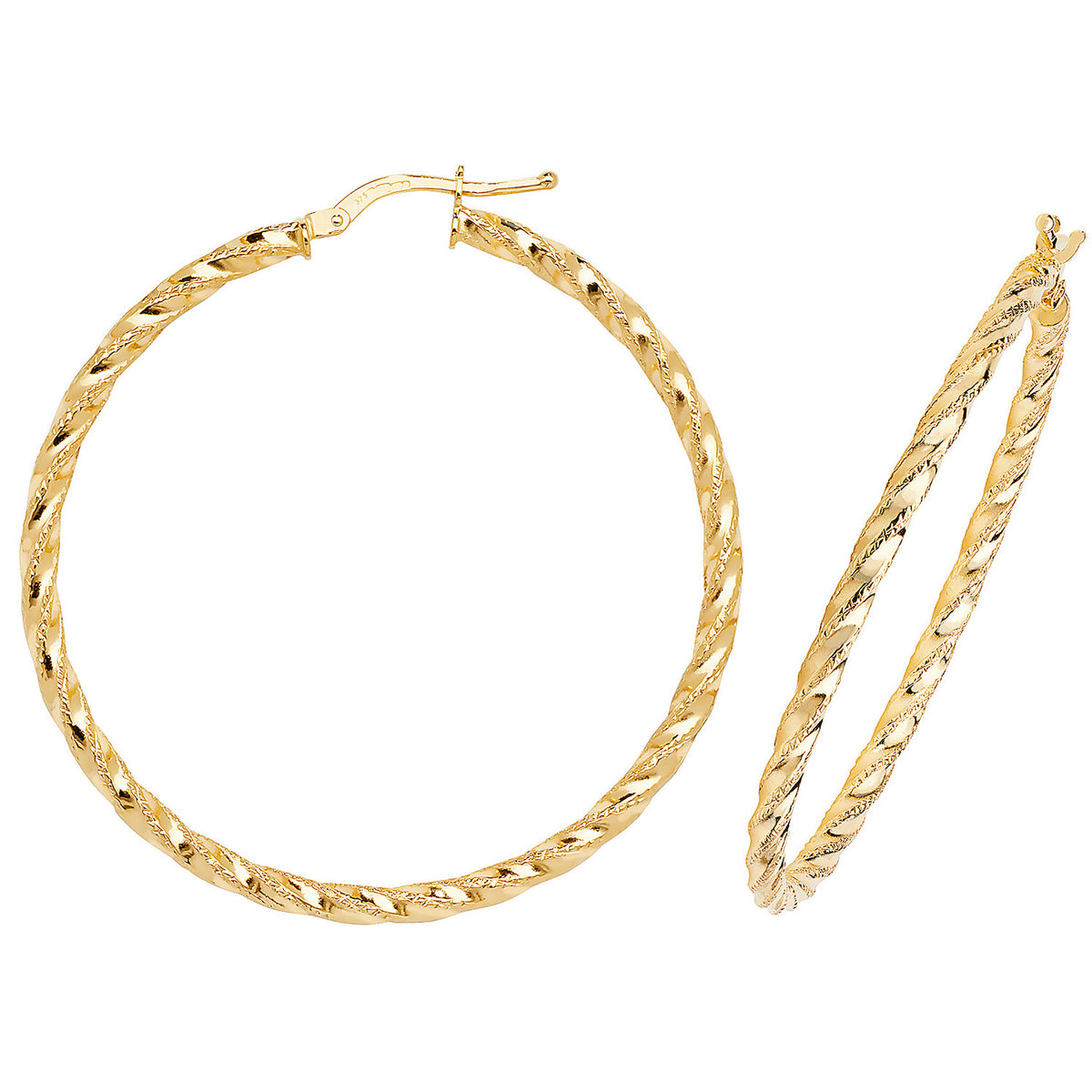 9ct Yellow Gold Earrings 40mm