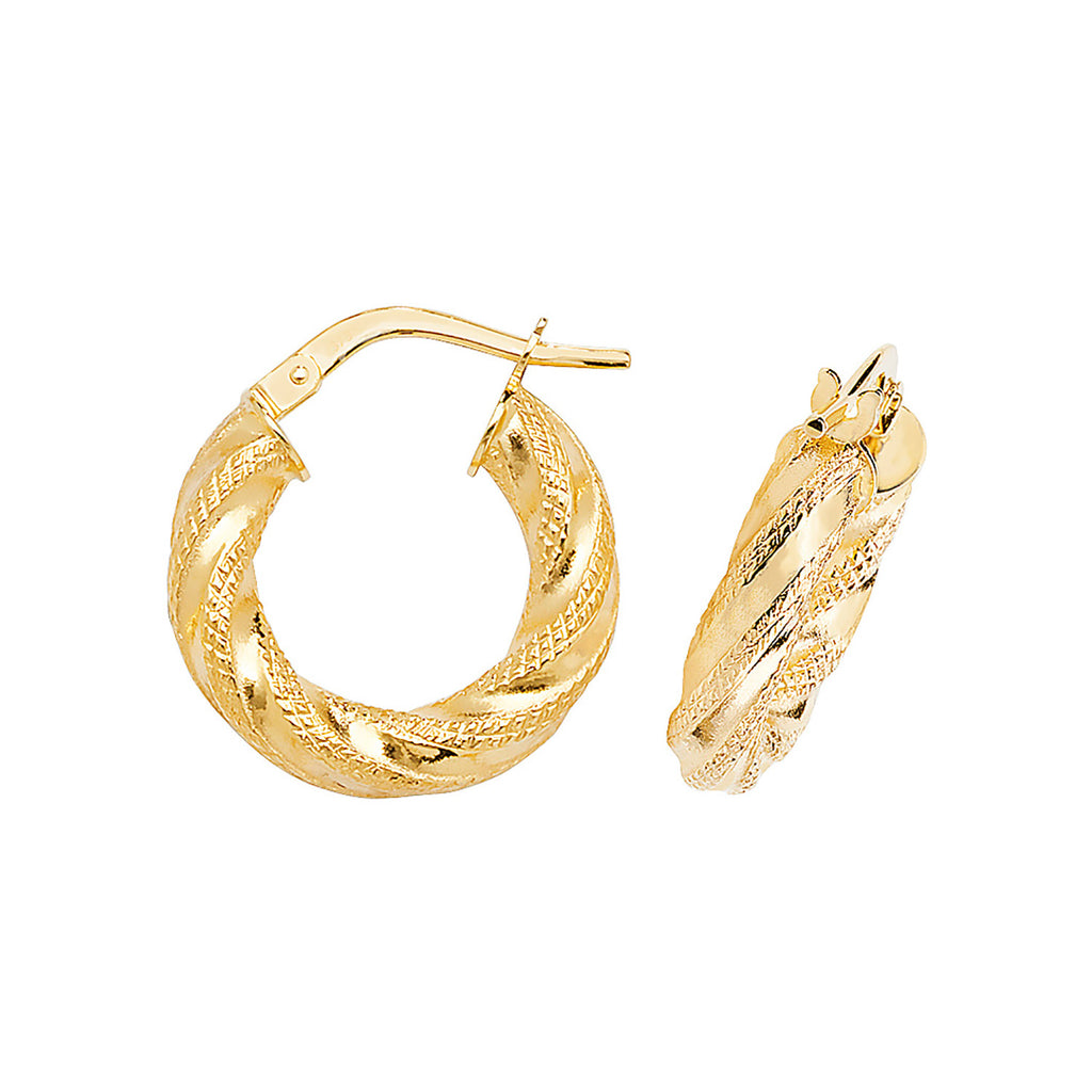 Clustdlysau Aur Melyn 9ct 10mm