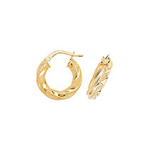 Clustdlysau Aur Melyn 9ct 10mm