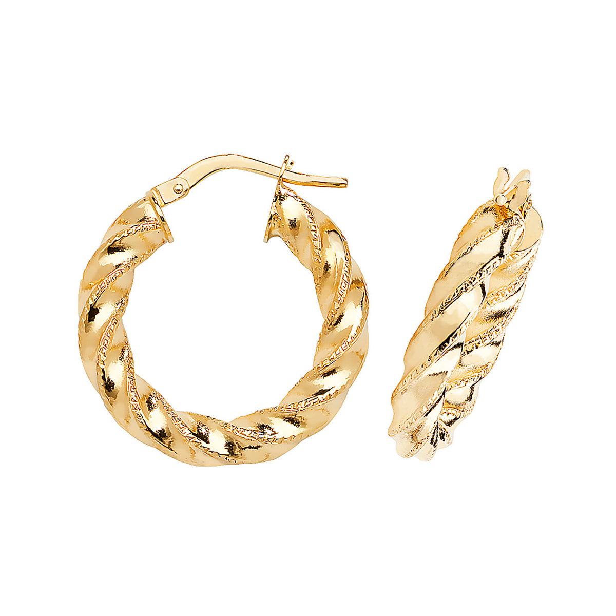 Clustdlysau Aur Melyn 9ct 15mm