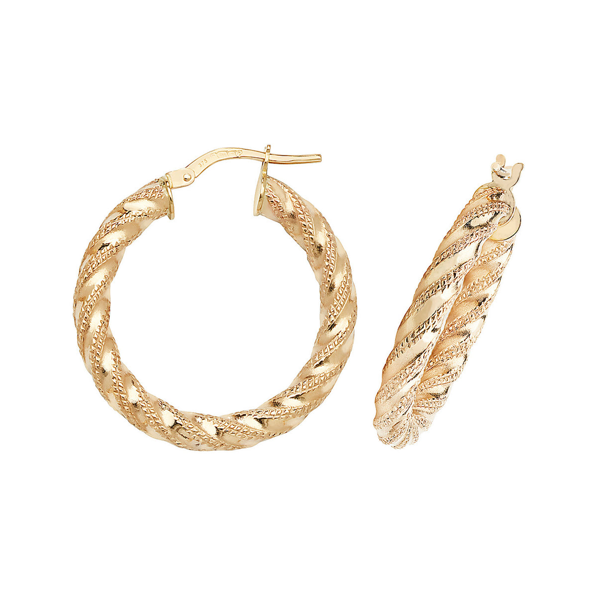Clustdlysau Aur Melyn 9ct 20mm