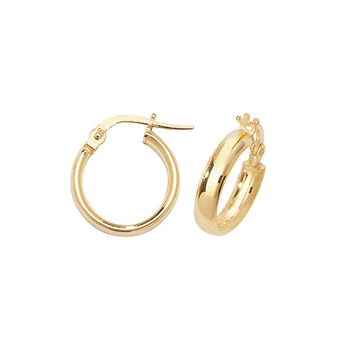 Clustdlysau Aur Melyn 9ct 10mm