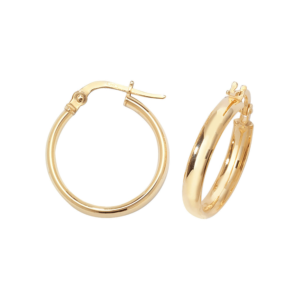 Clustdlysau Aur Melyn 9ct 15mm