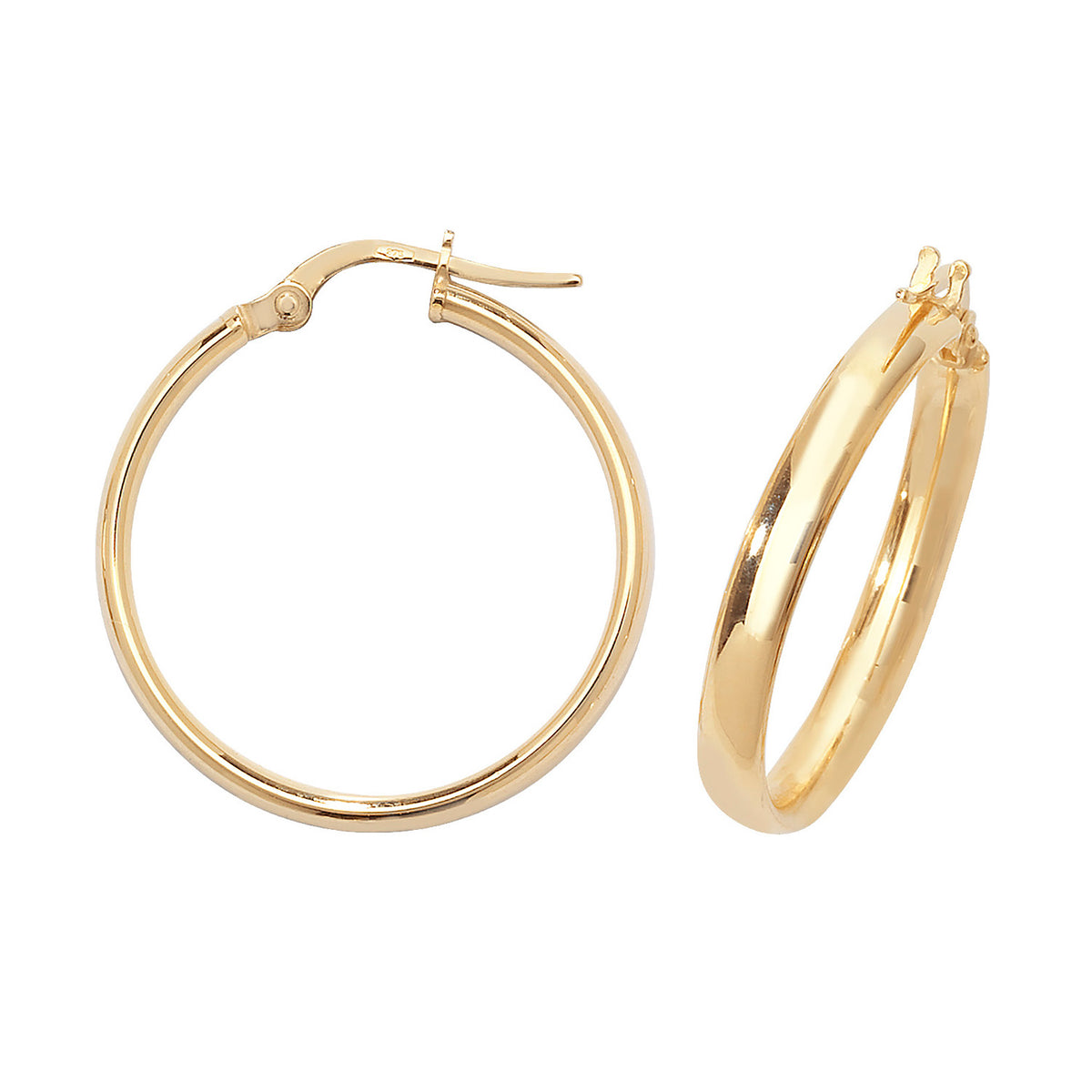 Clustdlysau Aur Melyn 9ct 20mm