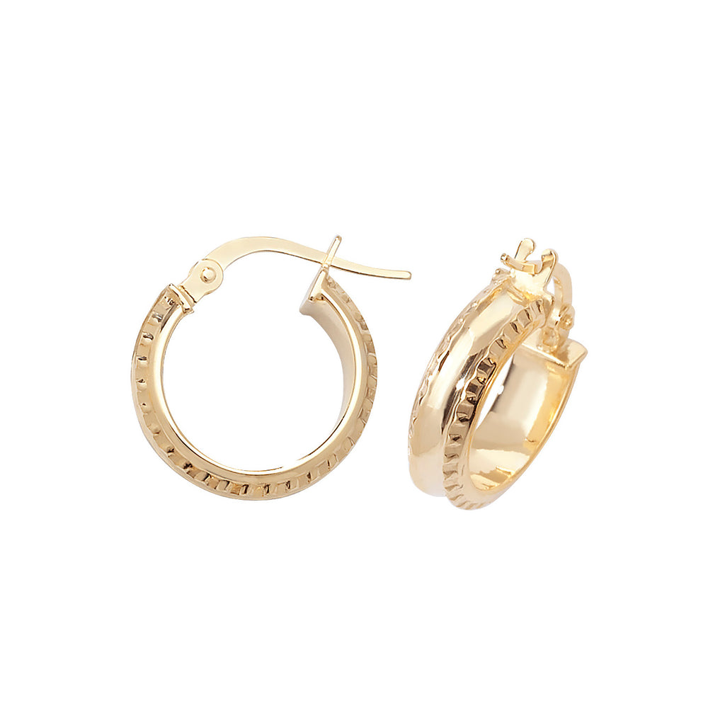 Clustdlysau Aur Melyn 9ct 10mm