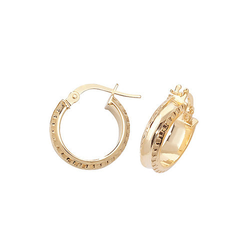 Clustdlysau Aur Melyn 9ct 10mm