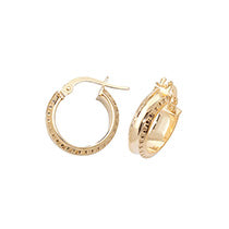 Clustdlysau Aur Melyn 9ct 10mm