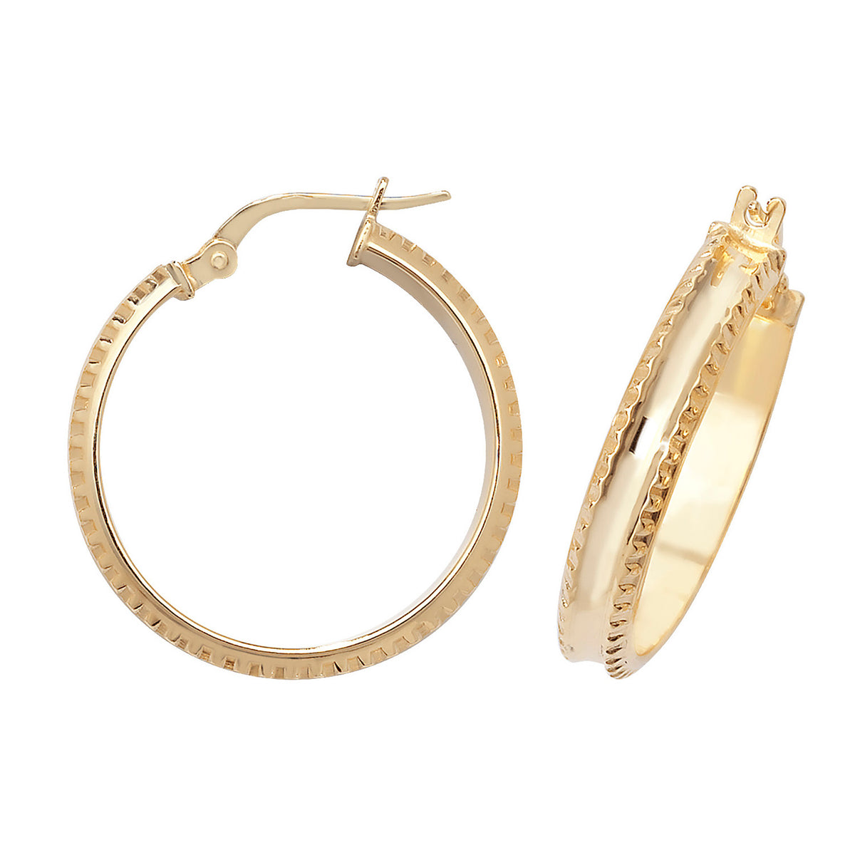 Clustdlysau Aur Melyn 9ct 20mm