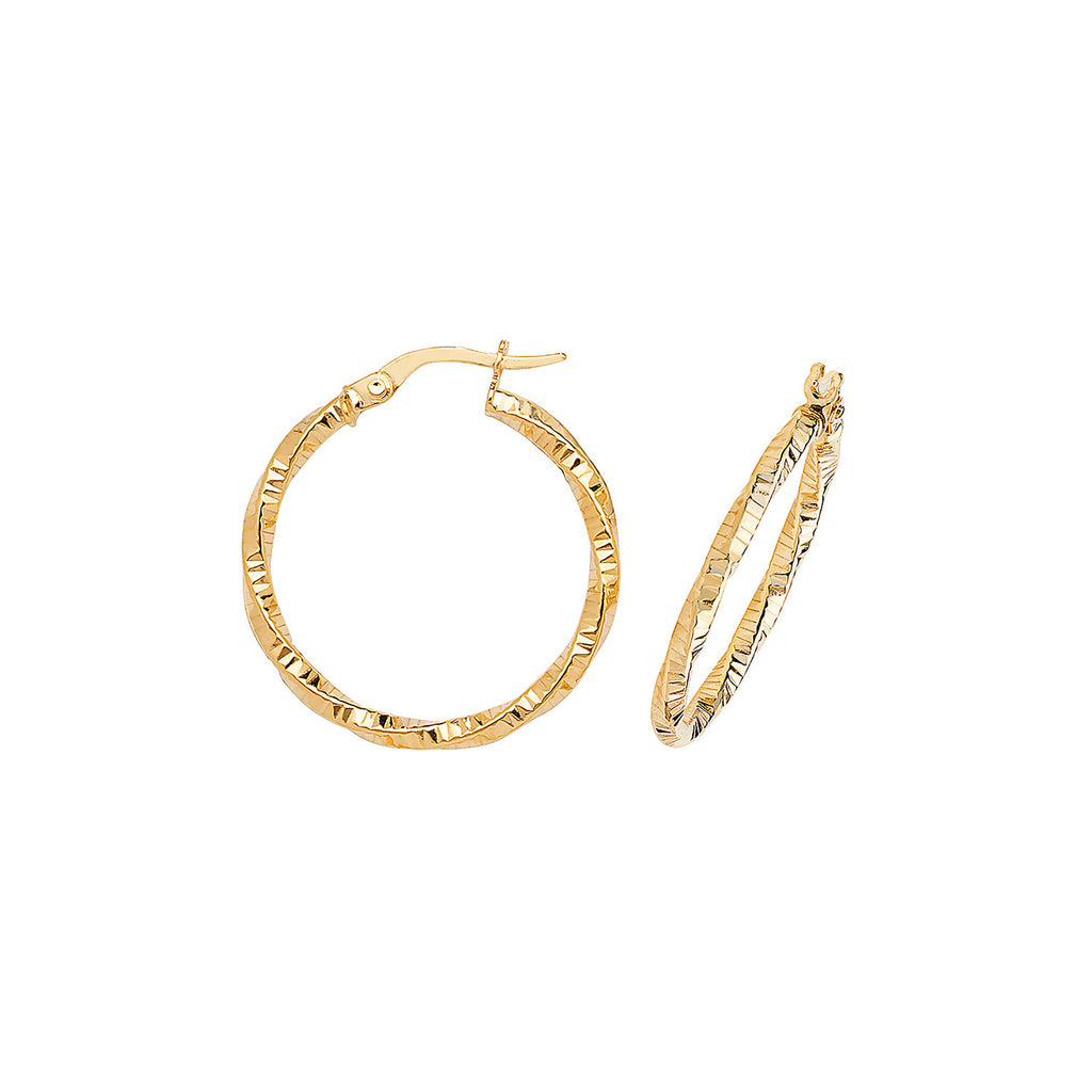 Clustdlysau Aur Melyn 9ct 10mm