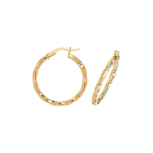 Clustdlysau Aur Melyn 9ct 15mm