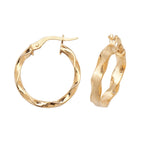 Clustdlysau Aur Melyn 9ct 15mm
