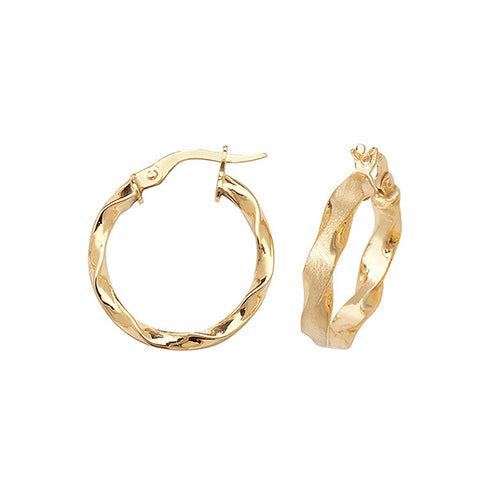 Clustdlysau Aur Melyn 9ct 15mm