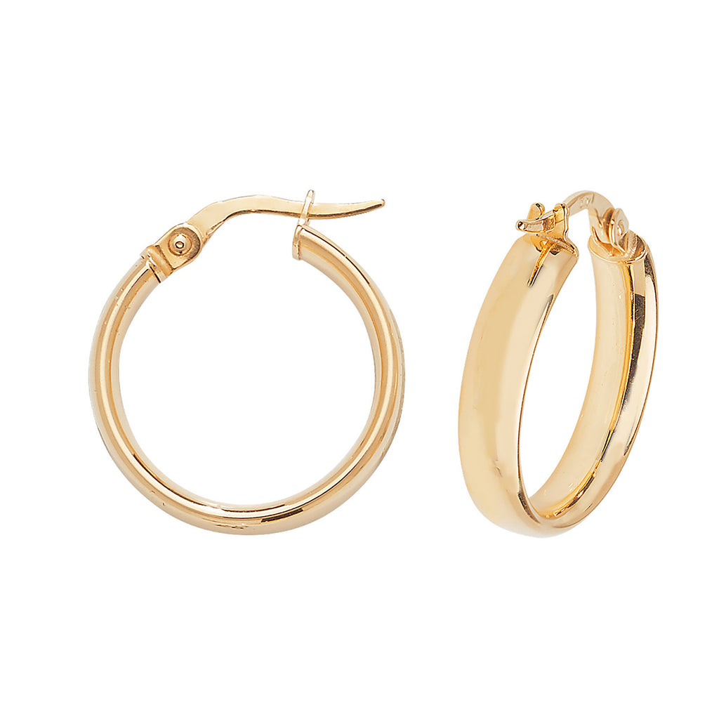 Clustdlysau Aur Melyn 9ct 15mm
