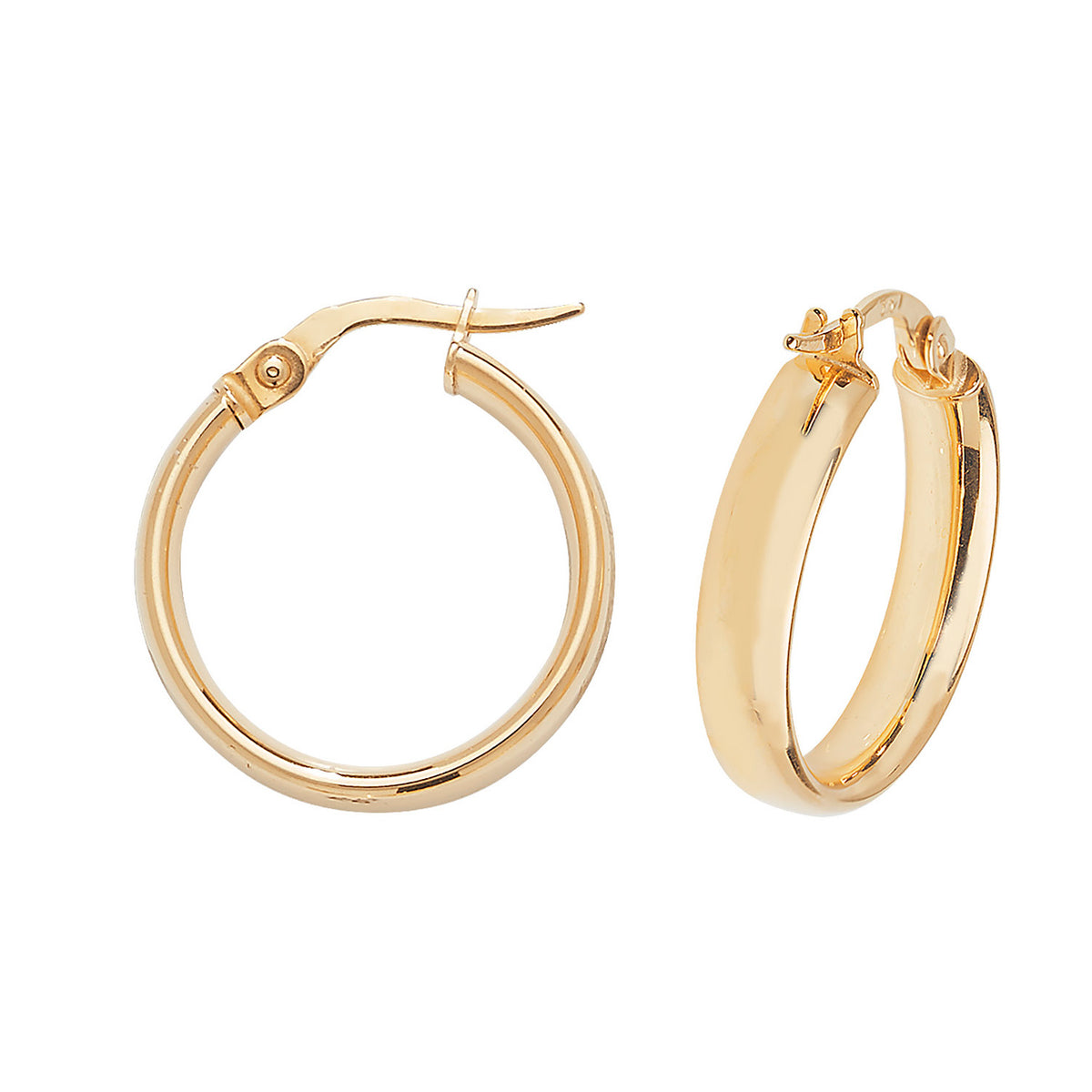 Clustdlysau Aur Melyn 9ct 15mm