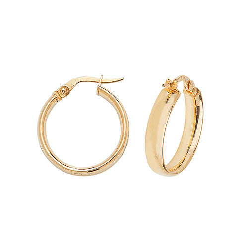 Clustdlysau Aur Melyn 9ct 15mm