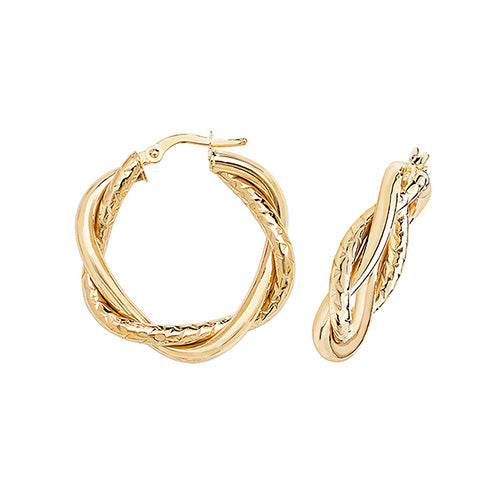 Clustdlysau Aur Melyn 9ct 20mm