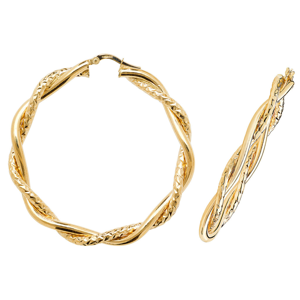 9ct Yellow Gold Earrings 40mm