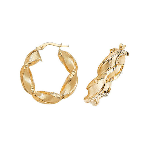 Clustdlysau Aur Melyn 9ct 15mm