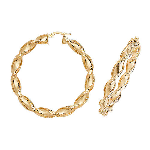 9ct Yellow Gold Earrings 40mm