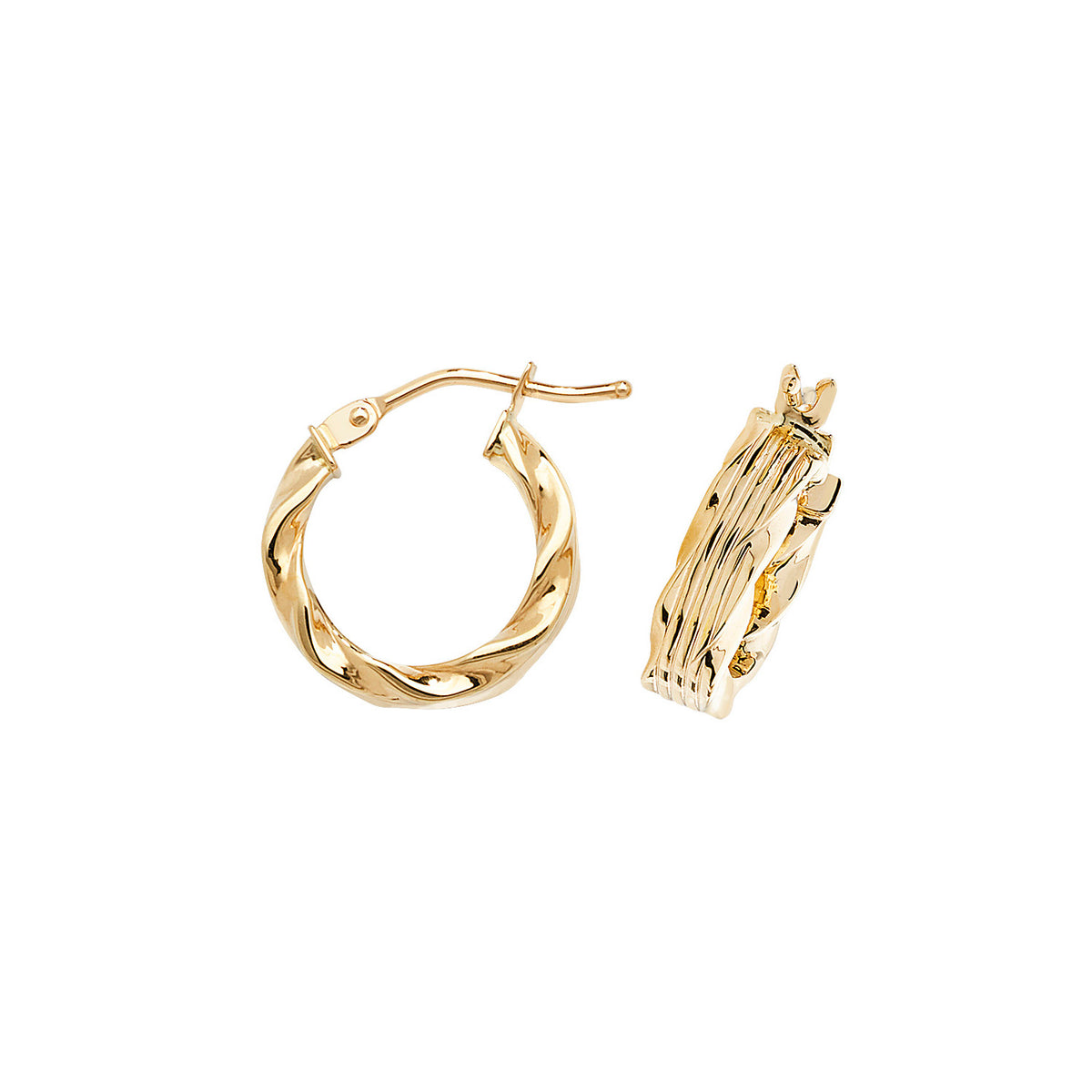 Clustdlysau Aur Melyn 9ct 10mm