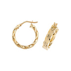Clustdlysau Aur Melyn 9ct 15mm