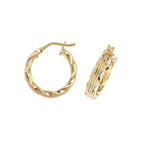 Clustdlysau Aur Melyn 9ct 15mm