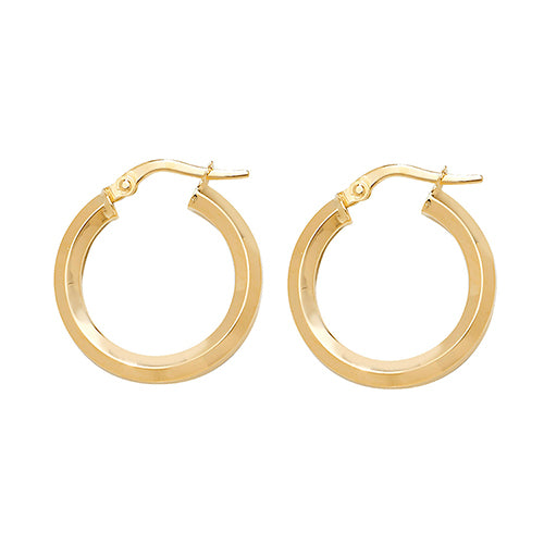 Clustdlysau Aur Melyn 9ct 15mm
