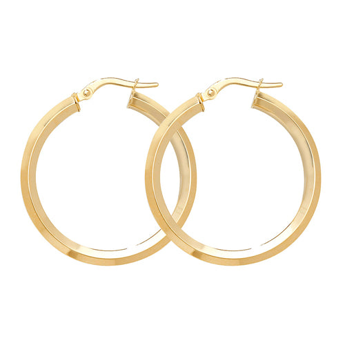 Clustdlysau Aur Melyn 9ct 25mm