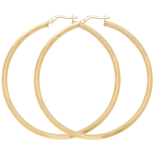 Clustdlysau Aur Melyn 9ct 50mm
