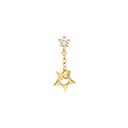 9ct Yellow Gold CZ Star Dangling Cartilage Stud