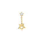 9ct Yellow Gold CZ Star Dangling Cartilage Stud