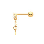 9ct Yellow Gold CZ Star Dangling Cartilage Stud