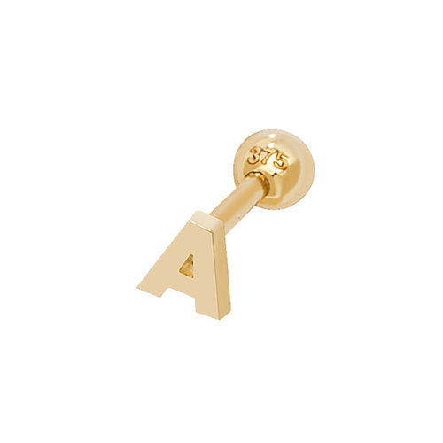 9ct Yellow Gold Initial Cartilage Stud