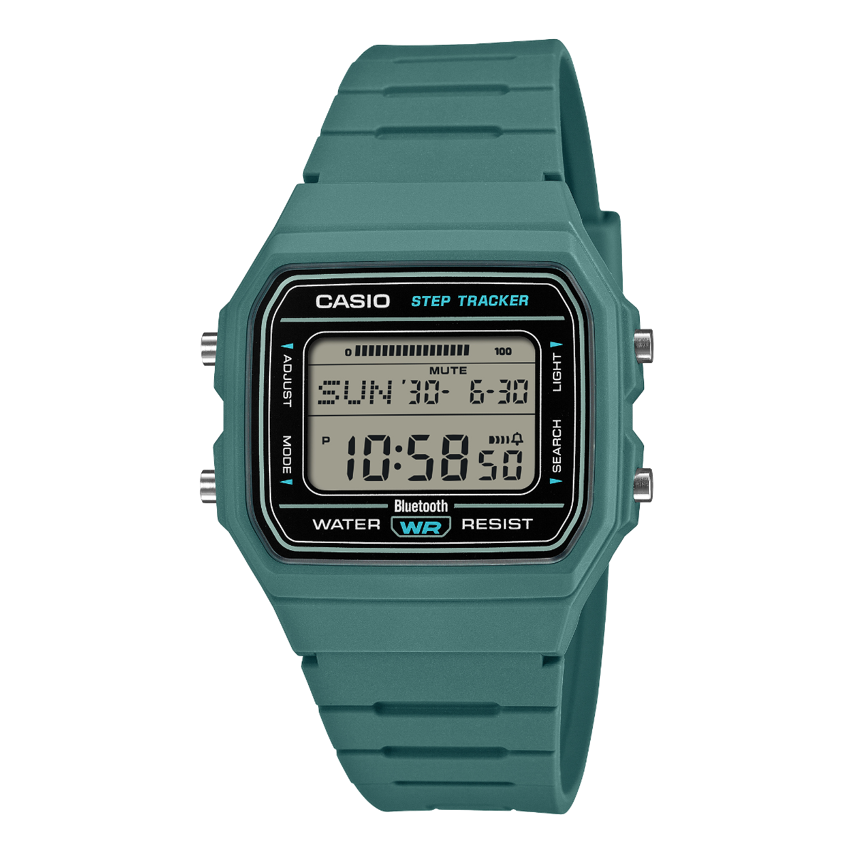 Casio Collection Mens Digital Watch with Teal Dial and Teal Strap F-B100W-3AEF