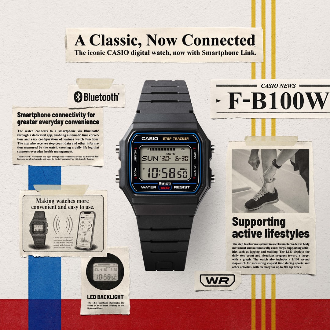 Casio Collection Mens Digital Watch with Black Dial and Black Strap F-B100W-1AEF
