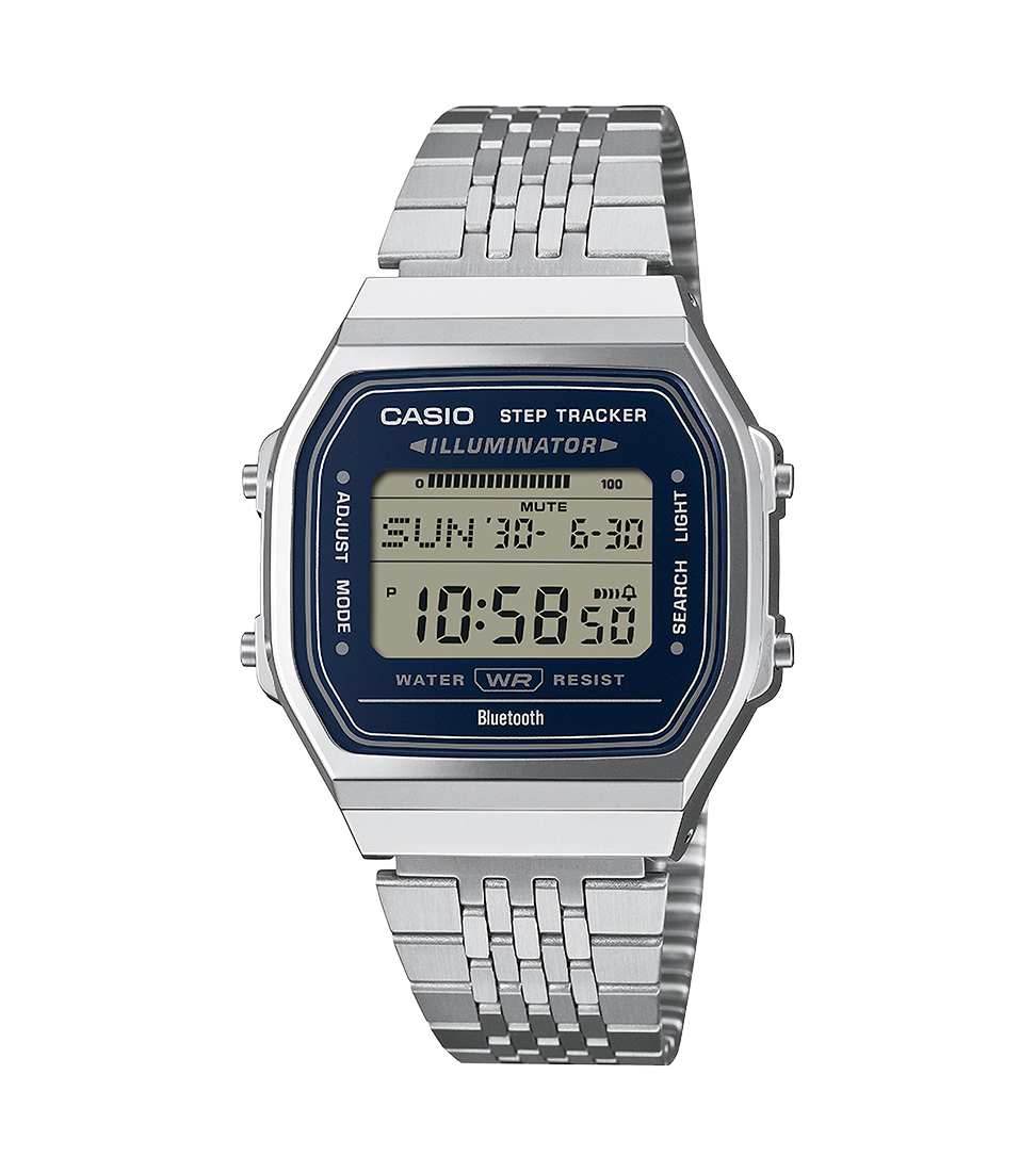 Casio Collection Mens Digital Watch with Blue Dial and Silver Strap ABL-100WE-2AEF