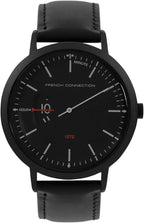 French Connection Mens Watch with Black Leather Strap FC1330BB