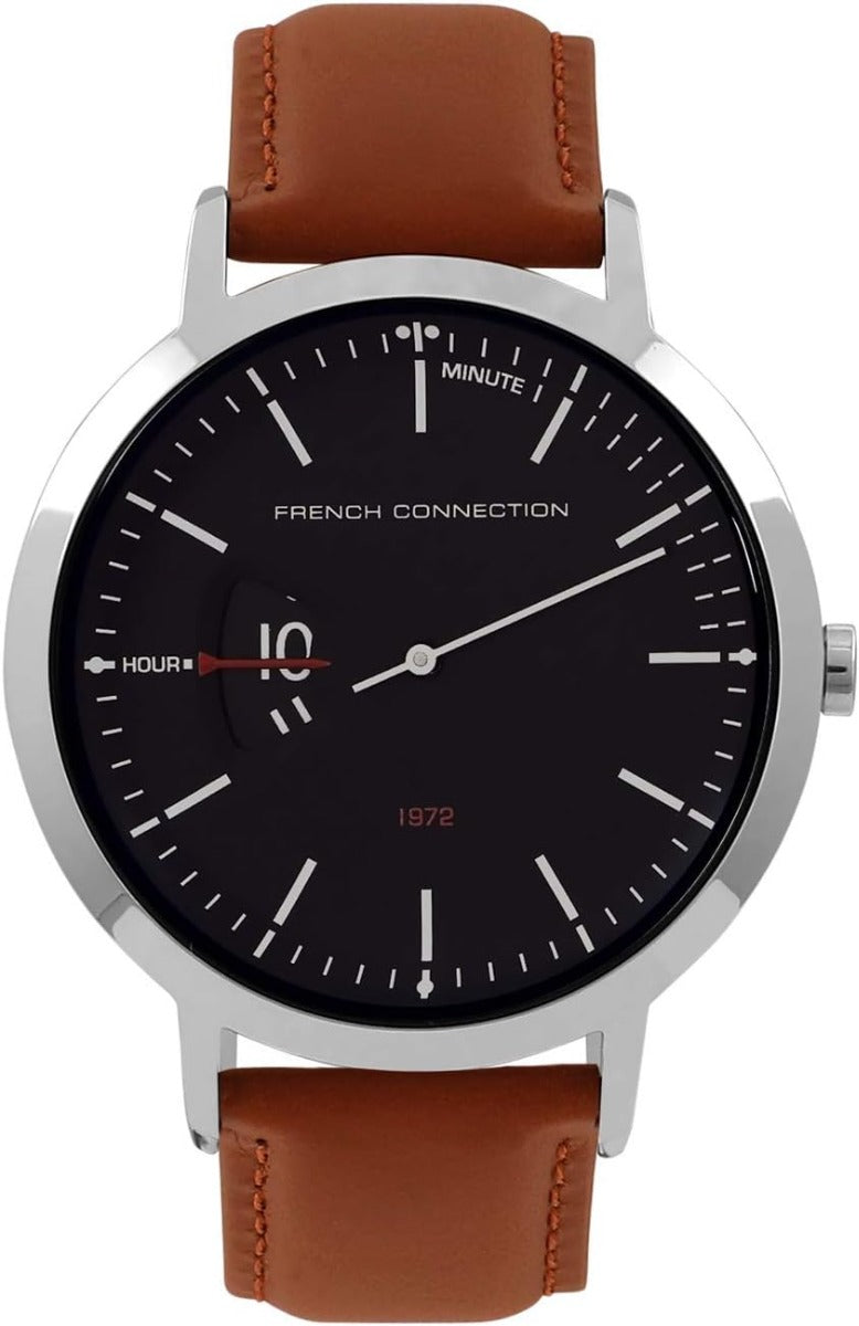 French Connection Mens Watch with Brown Leather Strap FC1330TU