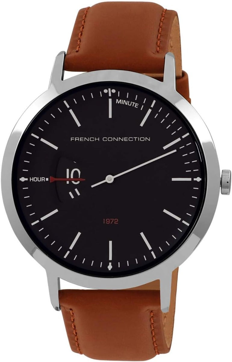 French Connection Mens Watch with Brown Leather Strap FC1330TU
